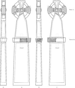 Line drawing showing reconstruction of monumental cross